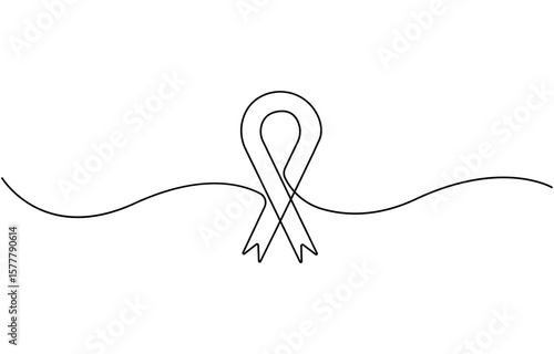 AIDS awareness band World AIDS day one line art drawing Continuous one line drawing, AIDS awareness ribbon, poster banner Doodle vector illustration, AIDS Awareness Month.