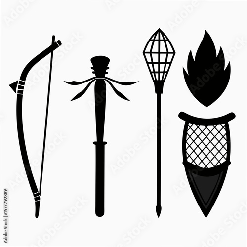 Jungle hunter tools bow torch shield arrow primitive
