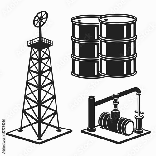 Oil rig barrels pipeline industrial equipment oil barrels