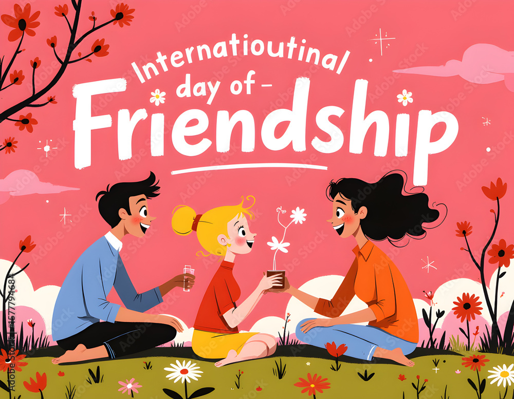 Fototapeta premium Ai generated of image in vector view with day of friendship concept