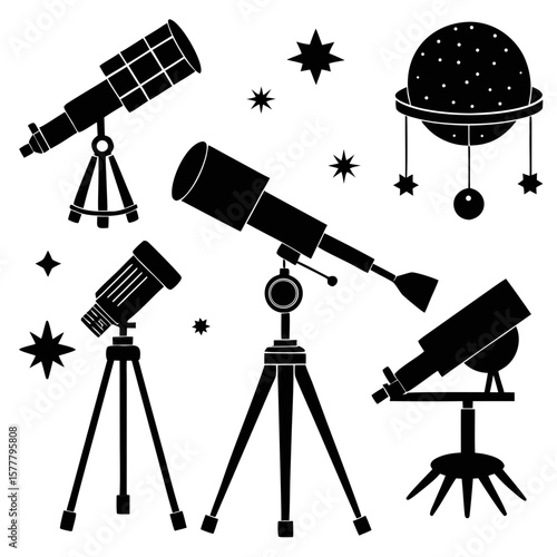 Telescopes and celestial bodies observatory stars