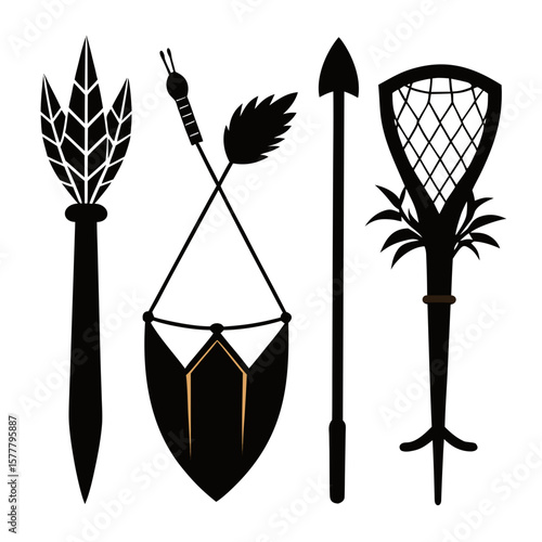 Tribal hunting tools and weapons spear