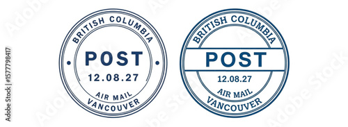 Vancouver British Columbia Air Mail Postmark Design – Vintage Postal Stamp Graphic