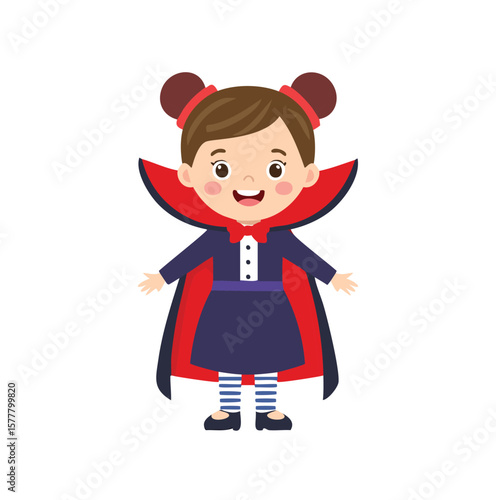 Cute girl dressed as a vampire for Halloween costume child