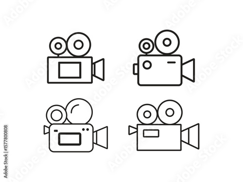 Video camera icon. Vintage Film Camera Device Symbol Icon. Simple Line Art of Vintage Film Cameras.