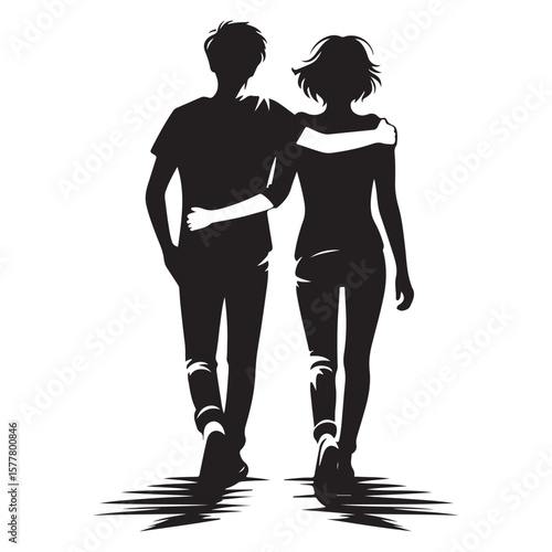 Back to Back Cool Friends Silhouette Expressing Attitude