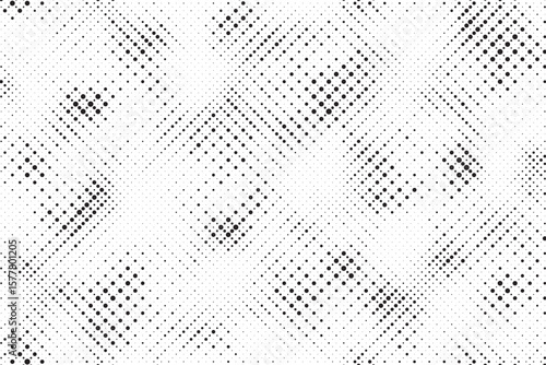 Grunge halftone gradient texture. Faded grit noise background. Sandy gritty wallpaper. Retro pixelated backdrop. Black and white anime or manga comic overlay. Vector graphic design textured halftone.