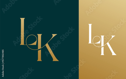 Initial letter LK KL logo design vector illustration for couple, wedding, and business