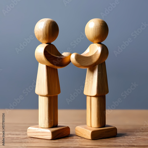 Two wooden figures symbolize unity and connection in marriage counseling.  