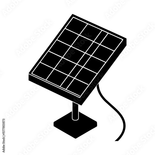 Solar panel energy renewable photovoltaic cell electricity icon silhouette