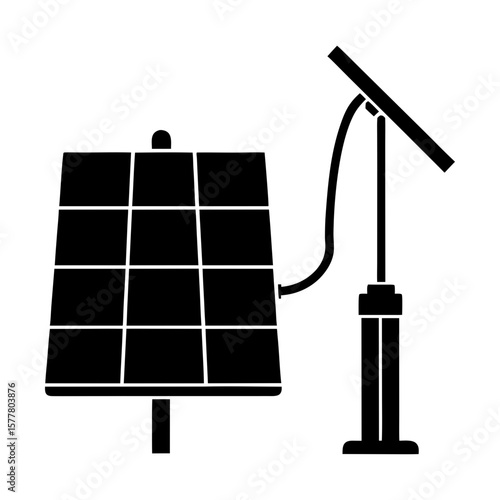 Solar energy panel renewable power system photovoltaic cell tech silhouette