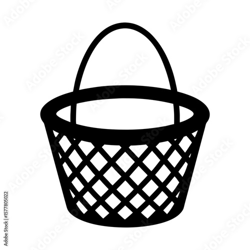 Woven container picnic hamper storage holder grocery vector art silhouette