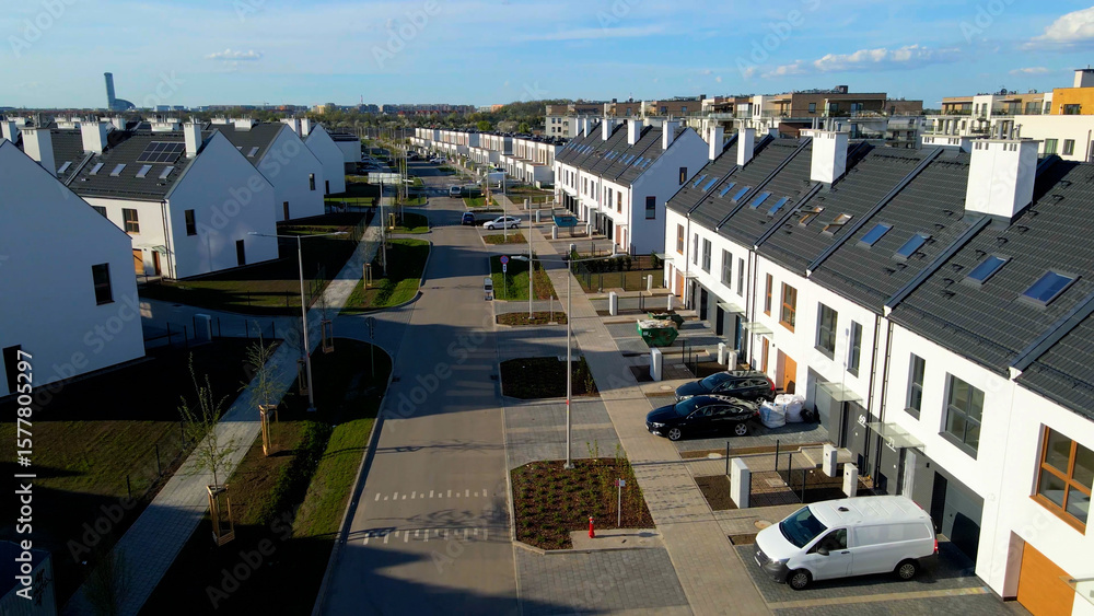 Fototapeta premium Modern area houses streets townhouse nature city