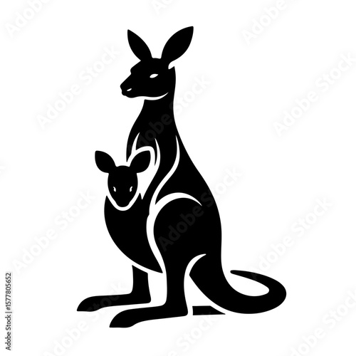 Kangaroo with Baby in Pouch Silhouette