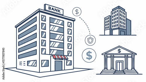 Bank building financial institution investment banking services money transfer security deposit business loan