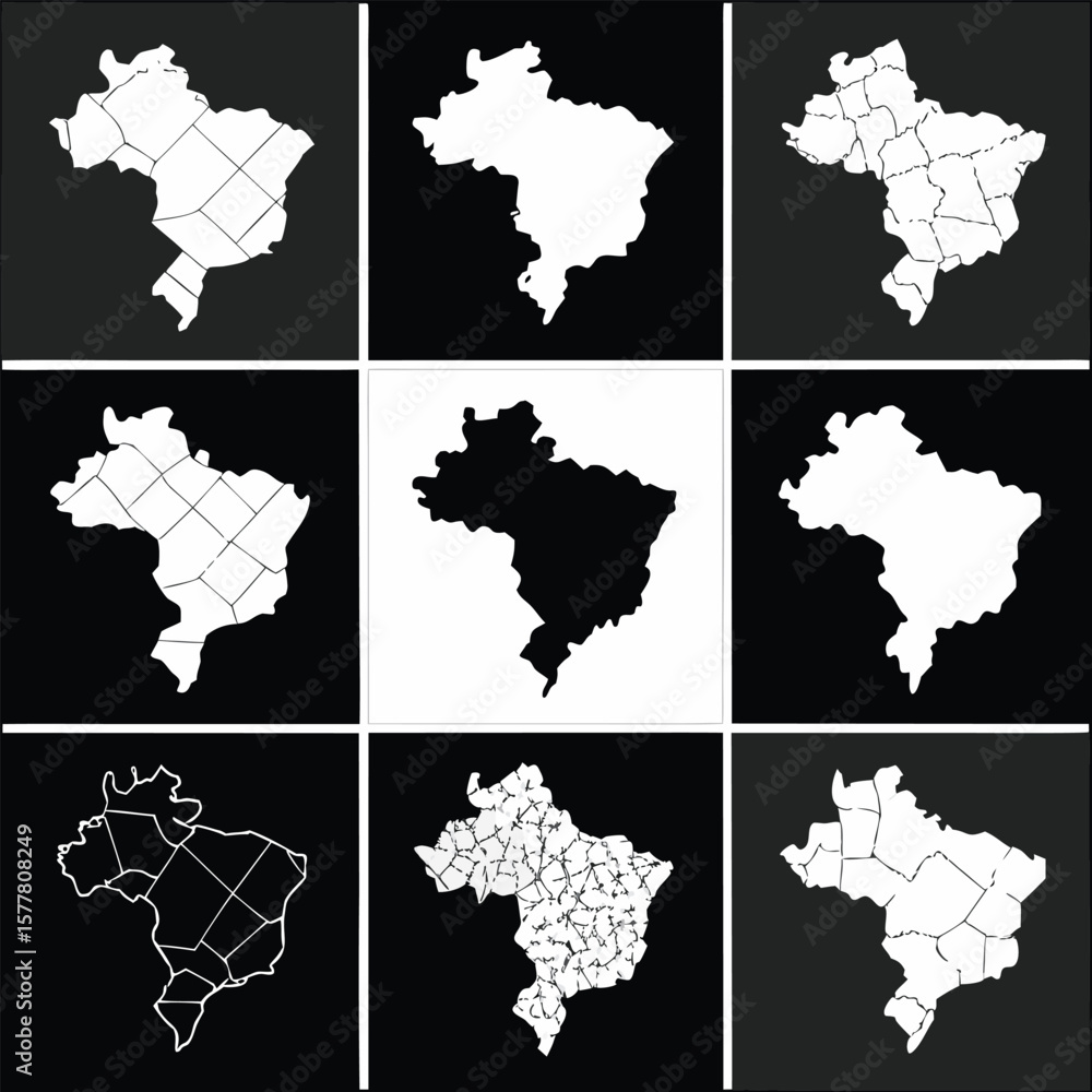 Fototapeta premium Brazil Map Variations - States, Regions, and Outline