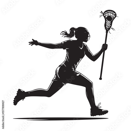Vector silhouette of a powerful woman athlete perfect for action sports illustration of a jumping runner