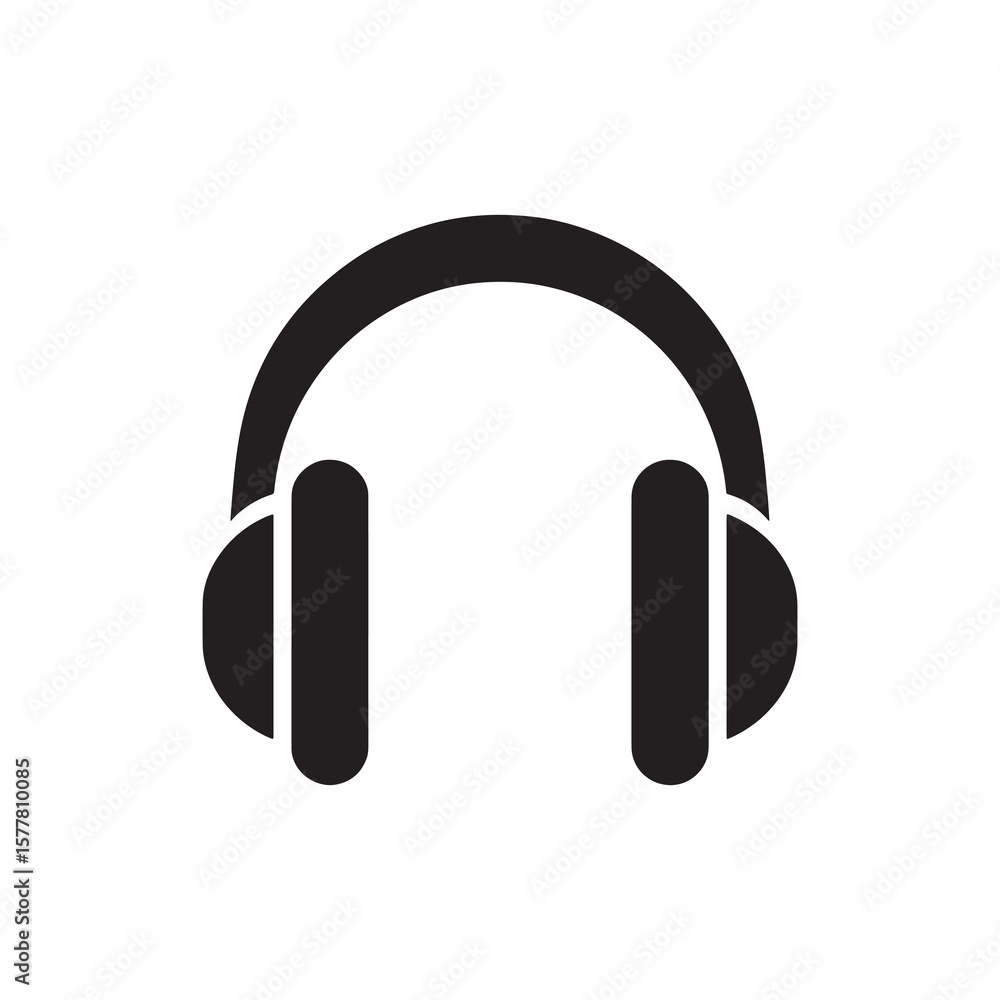 Minimal Headphone Icon Vector Black Silhouette Headset for Music Podcast, and Audio App Design Minimal Headphone Icon Vector Black Silhouette Headset for Music Podcast, and Audio App Design