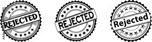 Black and white rejected stamp icon pack with different badge 