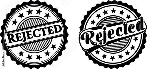 Twin rejected rubber stamp badge set in circular star border 