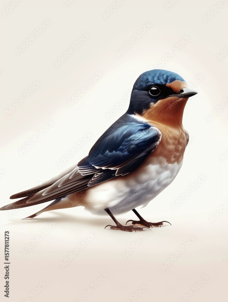 Obraz premium Detailed Illustration of a Barn Swallow Bird on a Simple Background