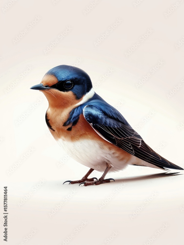 Fototapeta premium Detailed Illustration of a Barn Swallow Bird on a Simple Background