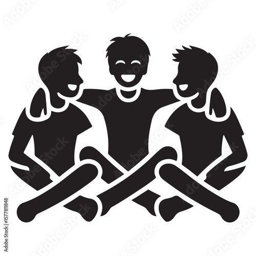 Group of Friends Sitting and Laughing Silhouette