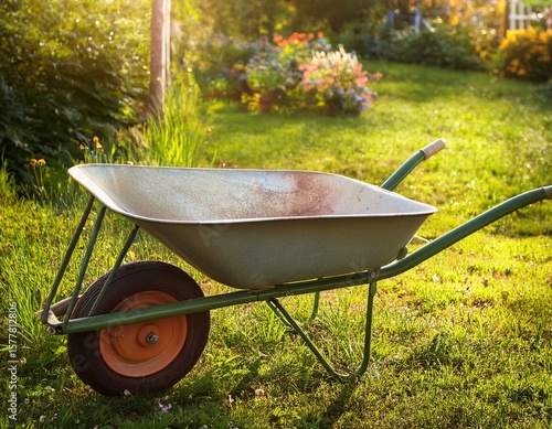 old wheelbarrow in the garden