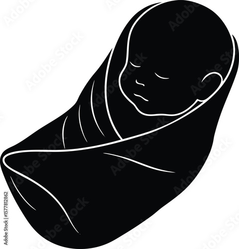 baby swaddle silhouette vector