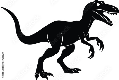 growling dinosaur velociraptor silhouette vector