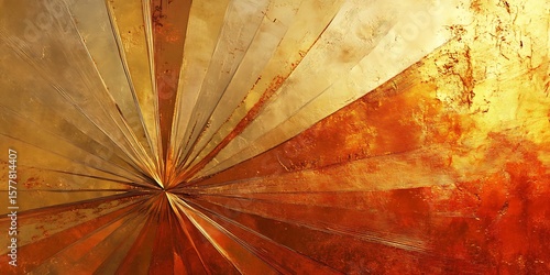 Abstract golden sunburst with textured background
