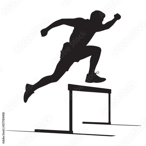 Dynamic vector silhouette illustration of a soccer player in action