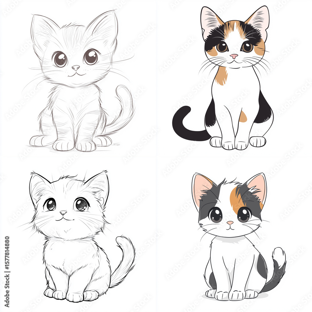 Obraz premium set of funny cats