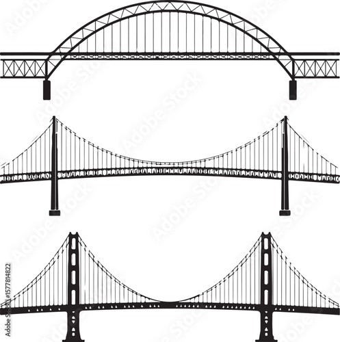 Golden Gate style

Old stone bridge

Modern suspension bridge

Bridge with city skyline background
