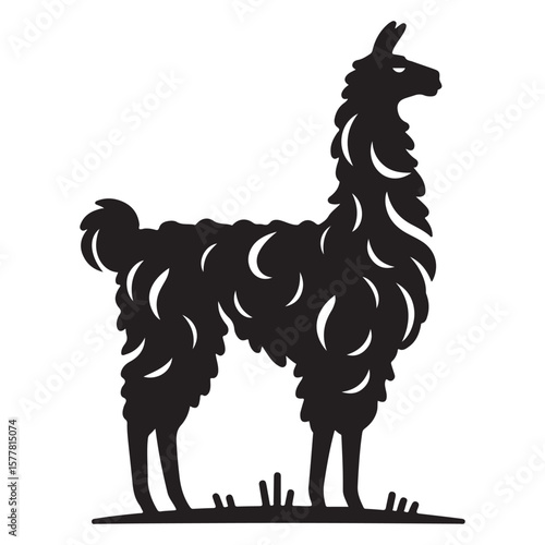 Minimalist Black Llama Silhouette Isolated