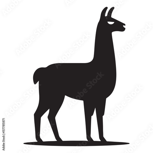 Minimalist Black Llama Silhouette Isolated
