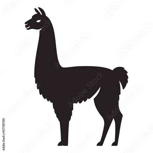 Minimalist Black Llama Silhouette Isolated
