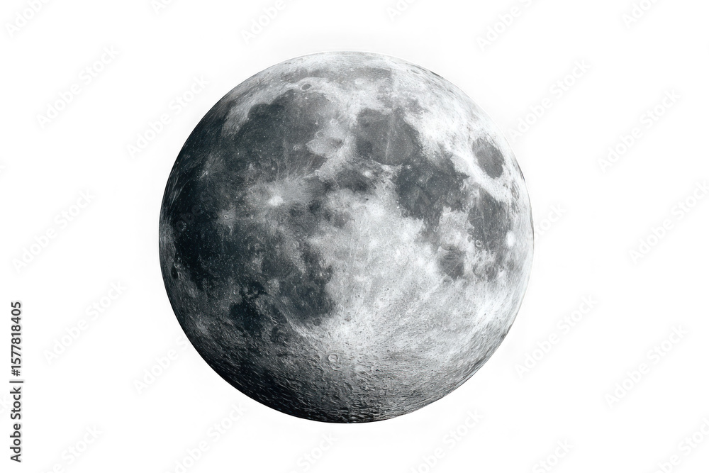 Fototapeta premium Detailed full moon isolated on transparent background