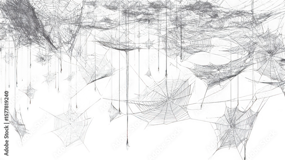 Naklejka premium Cobweb decoration hanging down isolated on transparent background