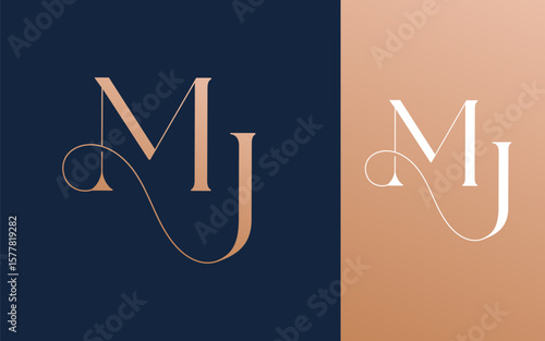 Initial letter MJ JM logo design vector illustration for couple, wedding, and business