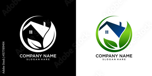 image of a house logo with circular leaves