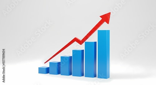Free Download Growing Blue Bar Graph with Upward Red Arrow on White Background - GFXLoad
