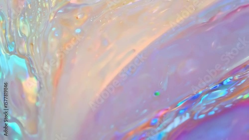 Soft abstract oil surface with rainbow reflection and shimmer - elegant macro background for product design cosmetics and modern branding