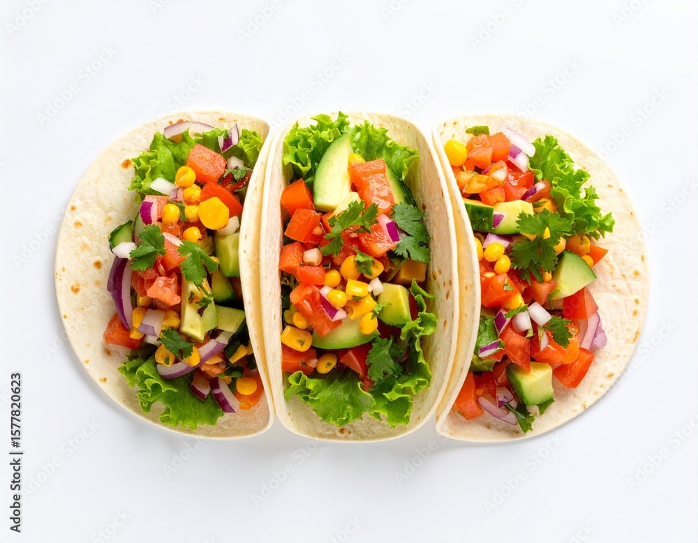Delicious Fresh Tacos with Avocado Salsa and Corn. Delicious Fresh Tacos with Avocado Salsa and Corn.