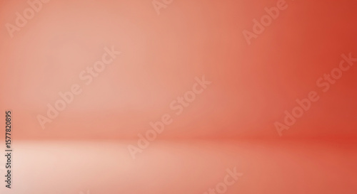 Warm coral gradient background with a subtle horizon line