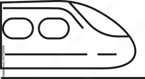 High-speed train side view icon representing bullet train, rail transport or express travel system with transparent background
