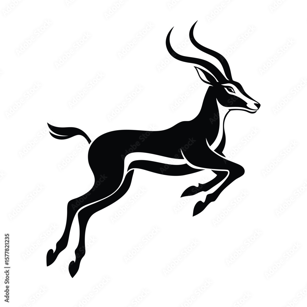 Obraz premium Gazelle Silhouette Leaping – Graceful Wildlife Vector Icon