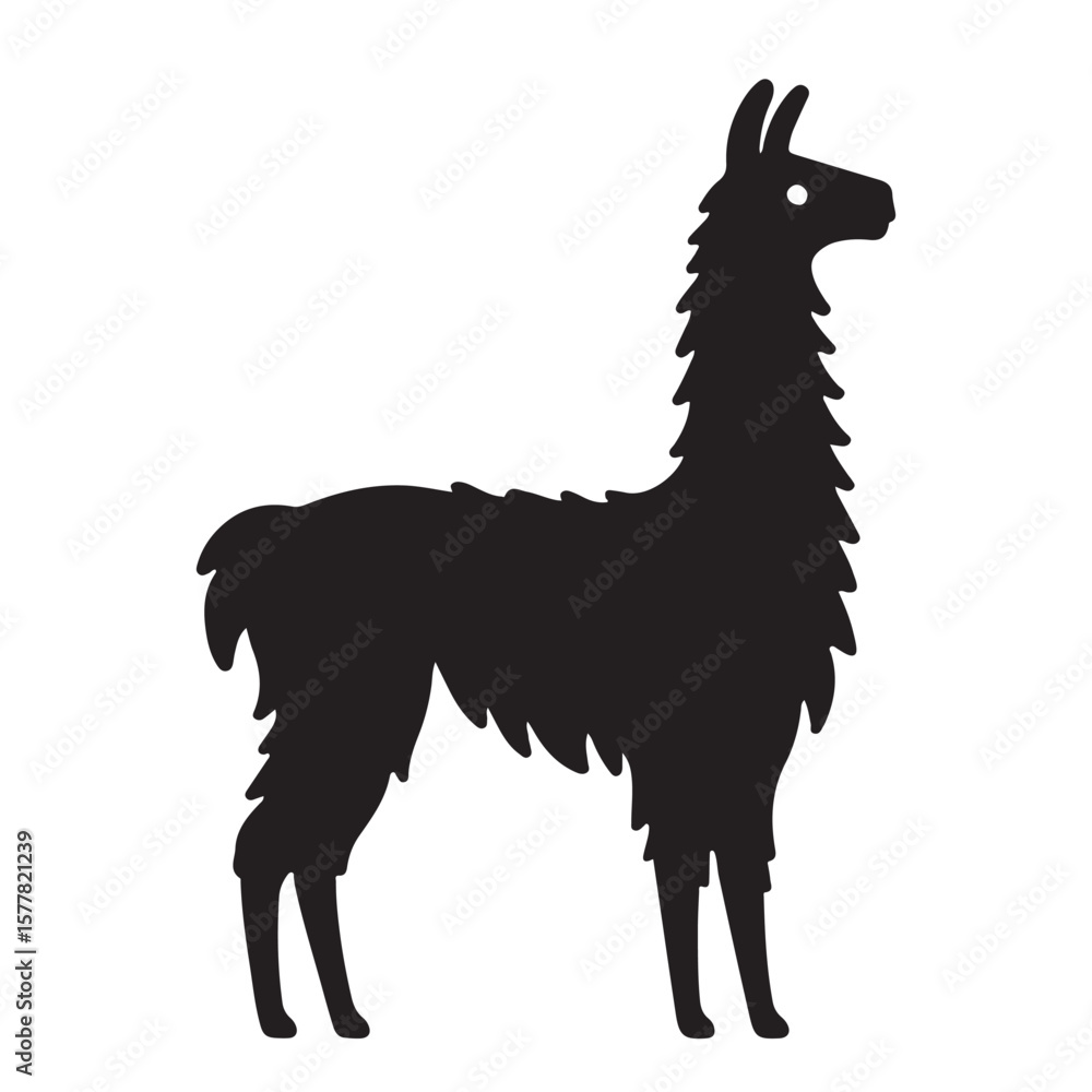 Fototapeta premium Minimalist Black Llama Silhouette Isolated