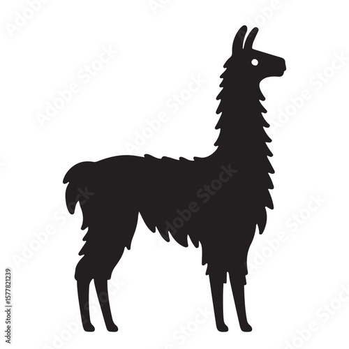 Minimalist Black Llama Silhouette Isolated