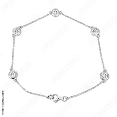 Wallpaper Mural Isolated silver chain necklace with a heart pendant, a shiny fashion accessory Torontodigital.ca